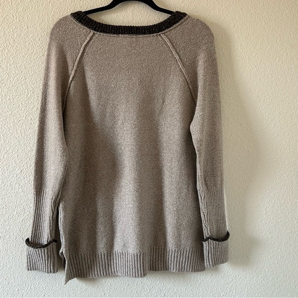 Democracy Women’s Knit Sweater Sz Medium Beige Cozy Grandpa Boho Fall Lagenlook - Picture 5 of 12